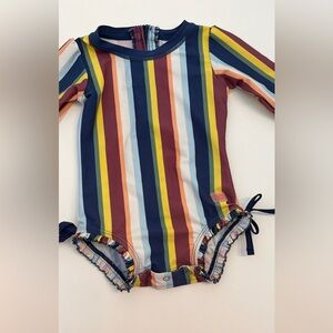 Ruffle Butts Multicolor Striped Long Sleeve One Piece Swimsuit
